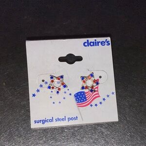 Claire’s red white and blue star earrings NWT